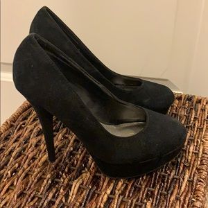 Black velvet material heels
